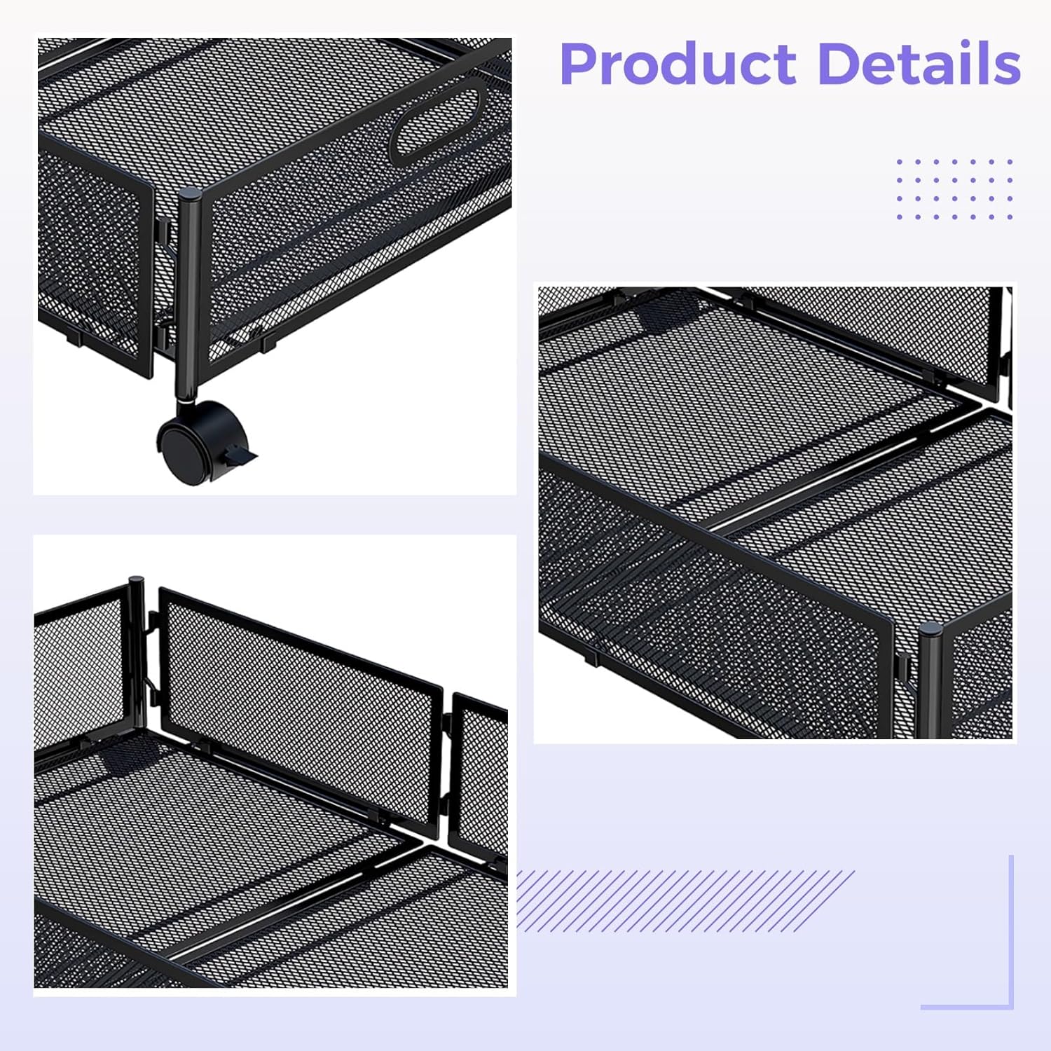 Storage Bins with Frames Underbed, Breathable Mesh Design, Black, Rollable, Heavy Duty, Easy Access, Ideal for Bedroom Clothes, Shoes, Bedding, and More
