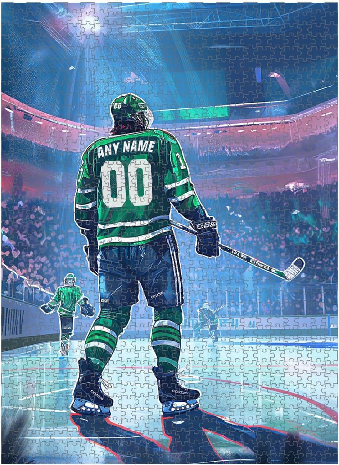 Wooden Jigsaw Puzzles for Adults - Custom Name and Number on (Dallas) Ice Hockey Player Art Photo - 300 500 1000PCS Puzzles Game Home Wall Decor