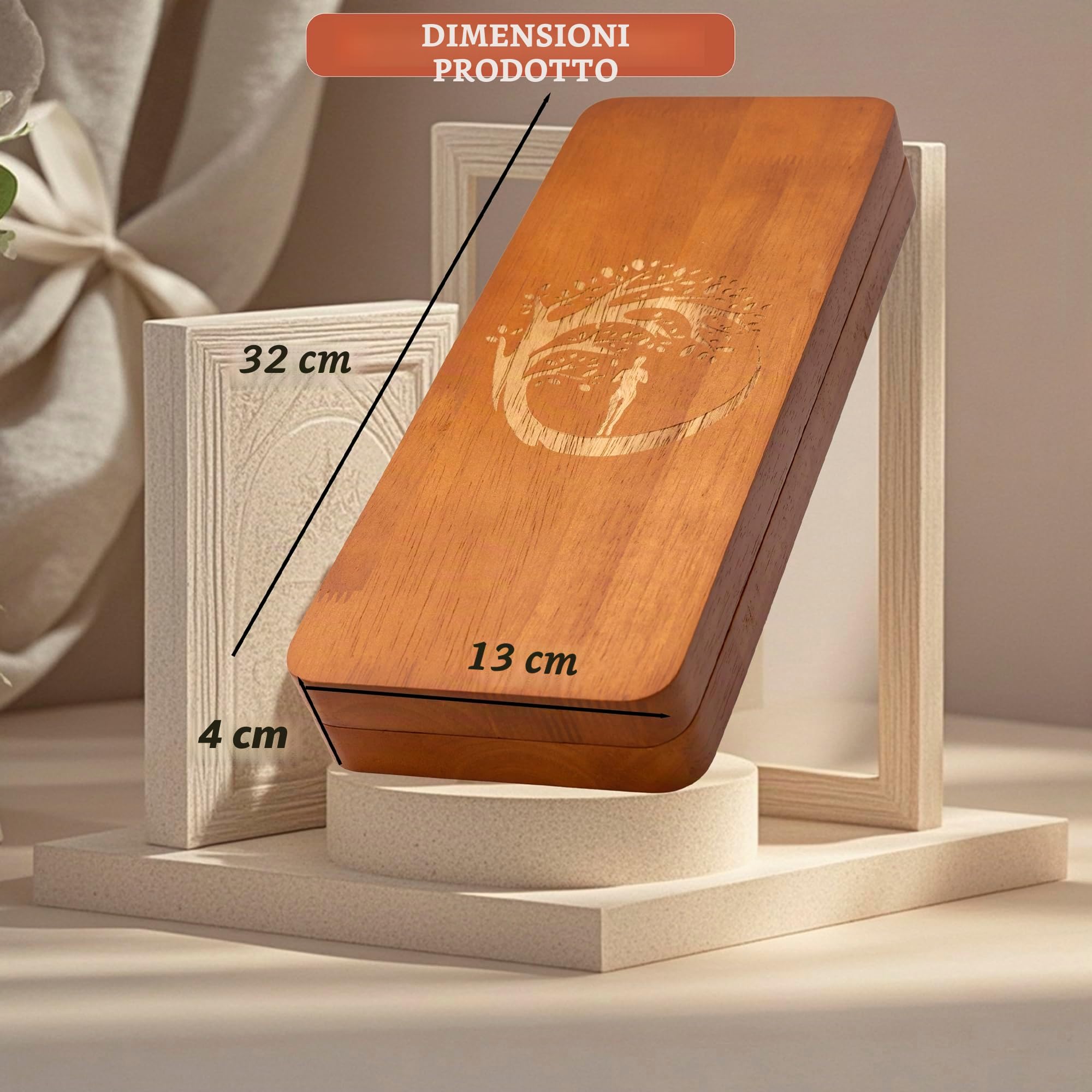 Sadhu Board - Tavola da yoga per principianti, tappetino in legno per digitopressione riflessologia plantare, marrone