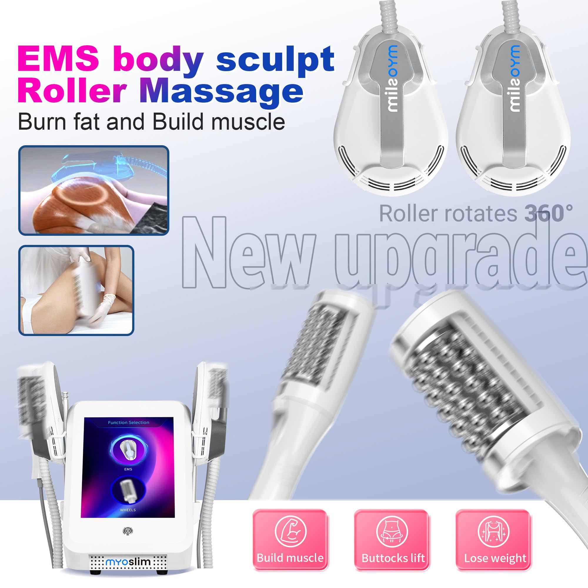 Body Sculpt Maquina Máquina de Escultura Corporal EMS 2 en 1 con Rodillos. | 6500W - 360° Inner Ball Roller & EMS Muscle Stimulator, Grasa y Celulitis Reducción, para Abdomen, Brazos, Glúteos