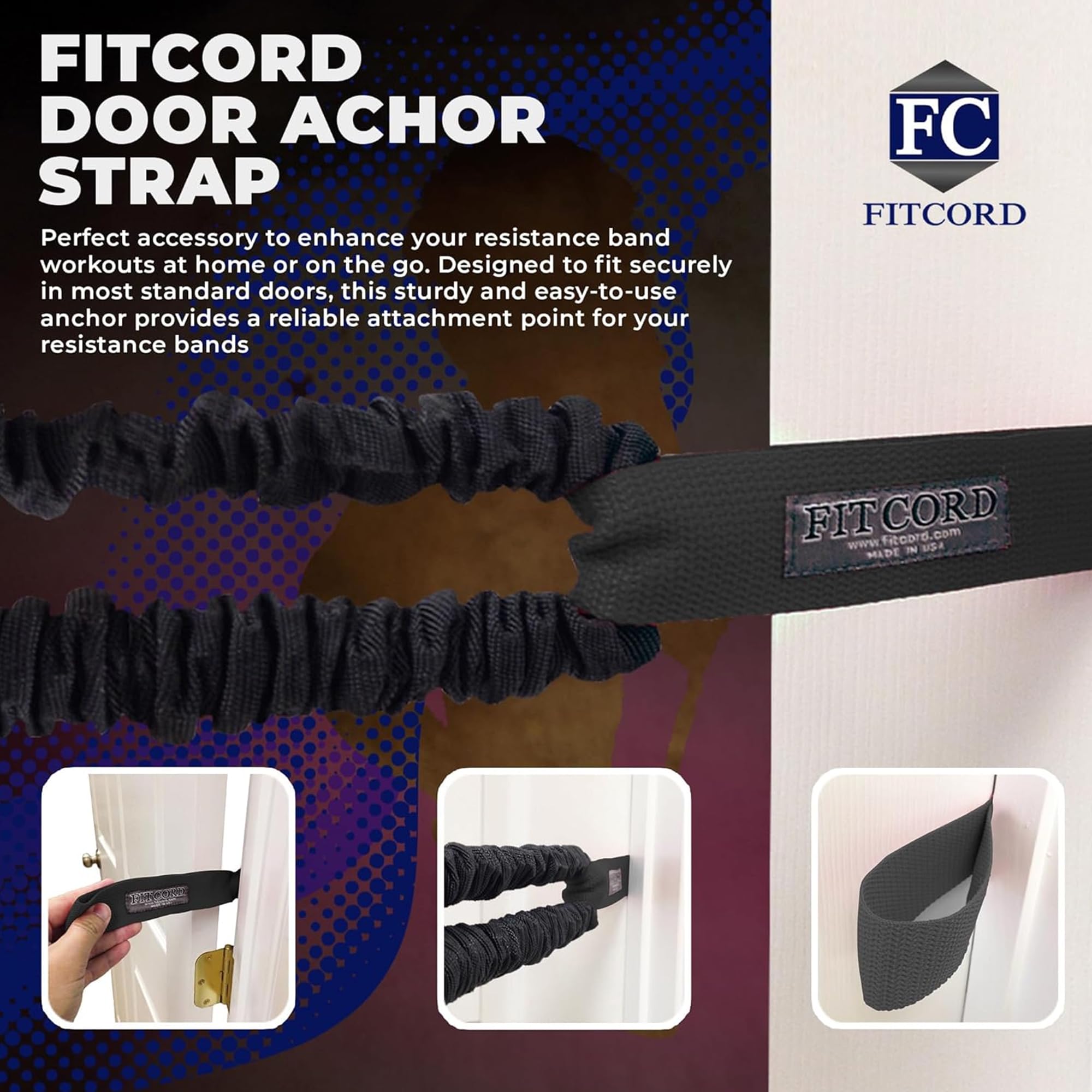 Paquete de 2 bandas de resistencia con anclaje para puerta, juego de equipo de entrenamiento de gimnasio en casa, seguro y duradero para ejercicio, estiramiento corporal y entrenamiento de