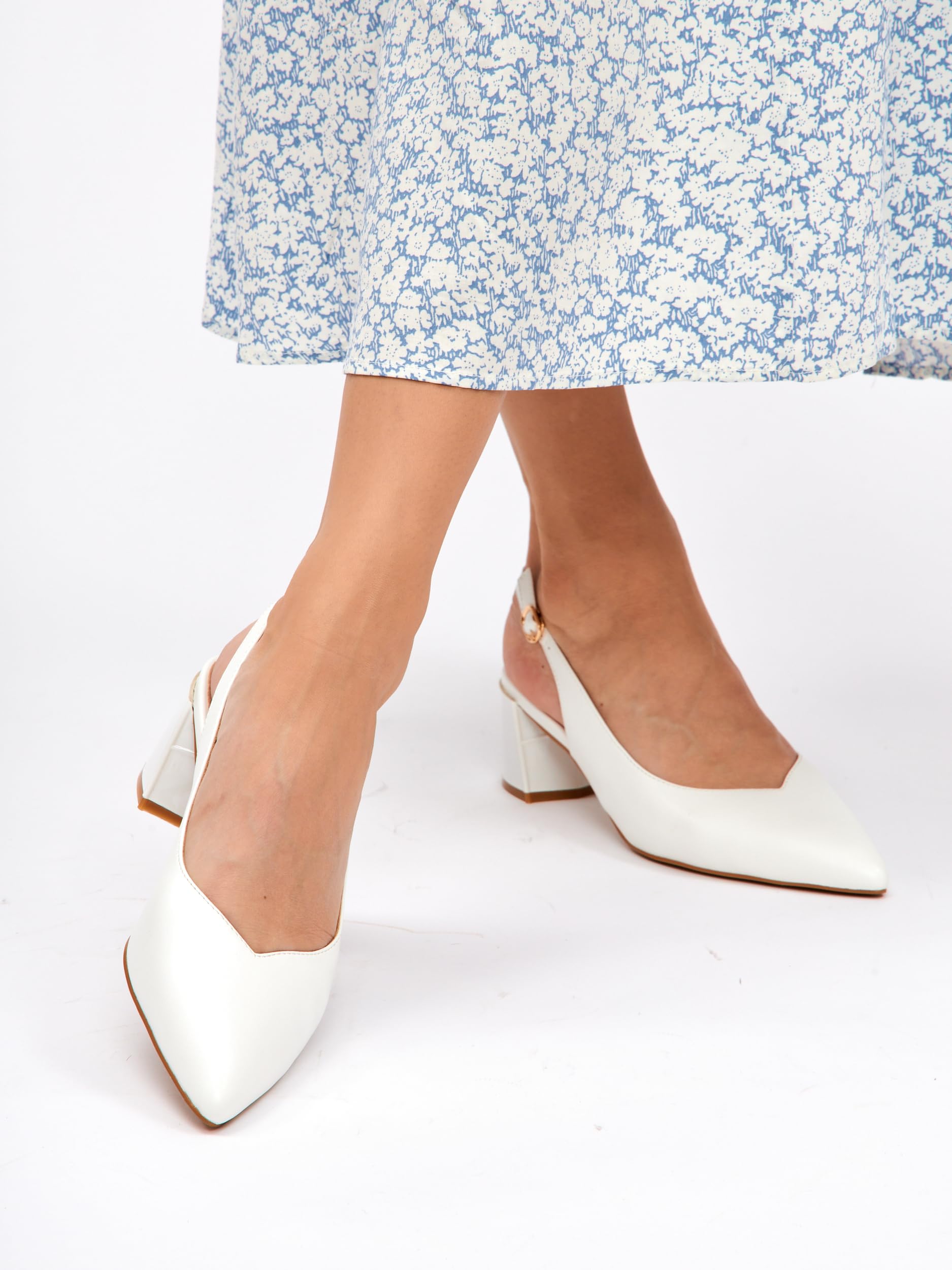 Damen Slingpumps 5.5 cm Blockabsatz Wildlederimitat Kunstleder Slingbacks Rückengurt Weiß Schwarz Rot Beige Nude Taupe
