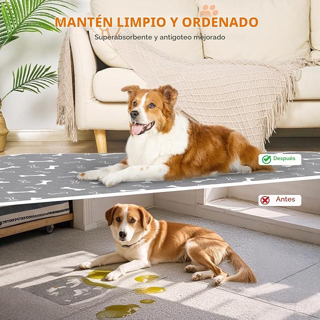 Foto 7 de 8 de Baodan Almohadillas absorbentes lavables para mascotas, 2 paquetes de 45 x 60 cm