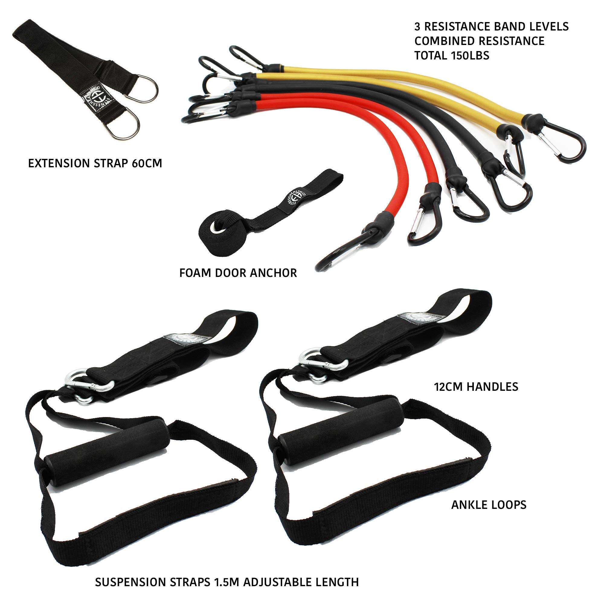 Fitness Health Sospensione Bodyweight Trainer System Kit Sling Training Strap Strap Kit di resistenza con ancoraggio porta e maniglie per casa palestra fitness con guida per esercizi in viaggio e