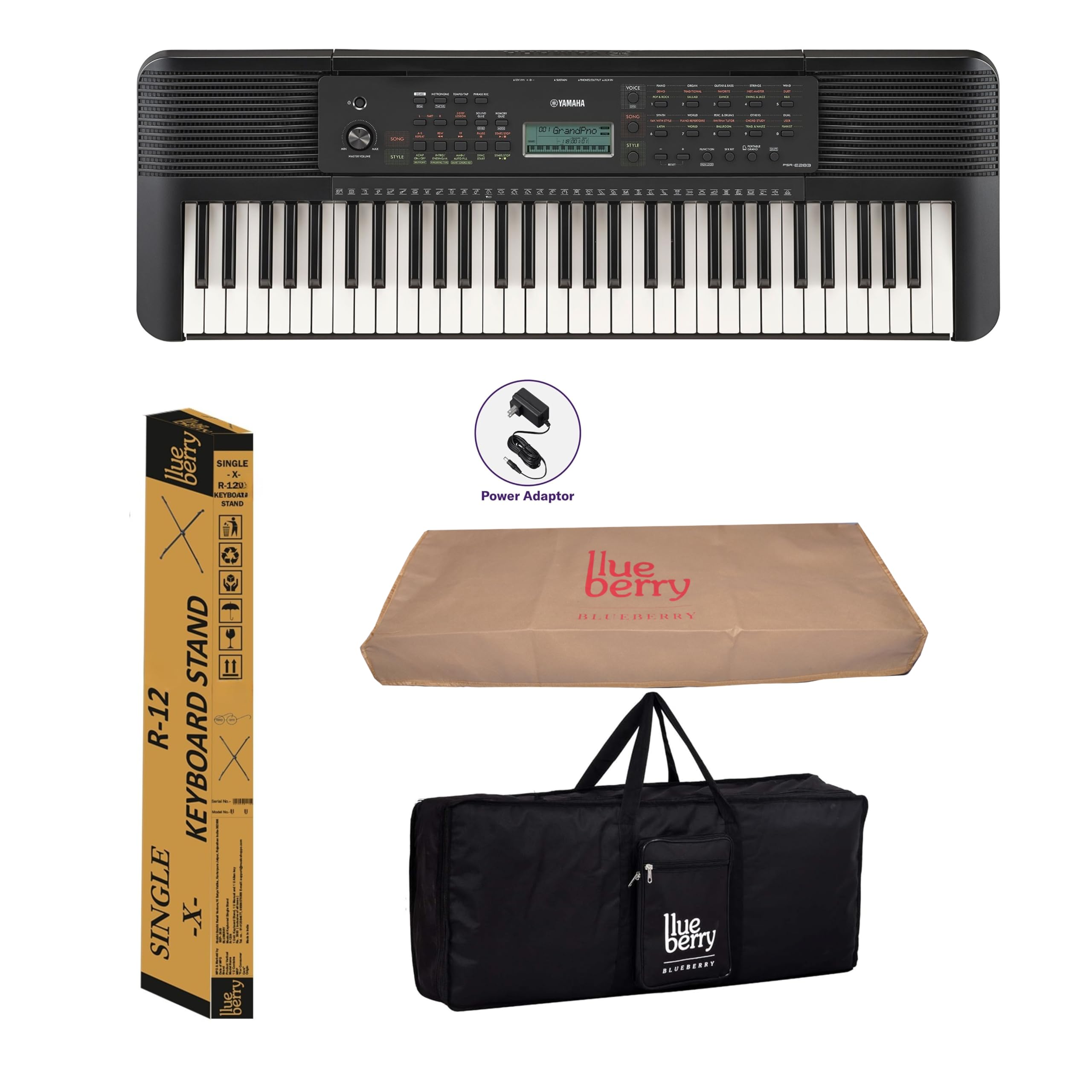 Yamaha PSR-E263 PKY 61-Key Keyboard Pack with Headphones, Power