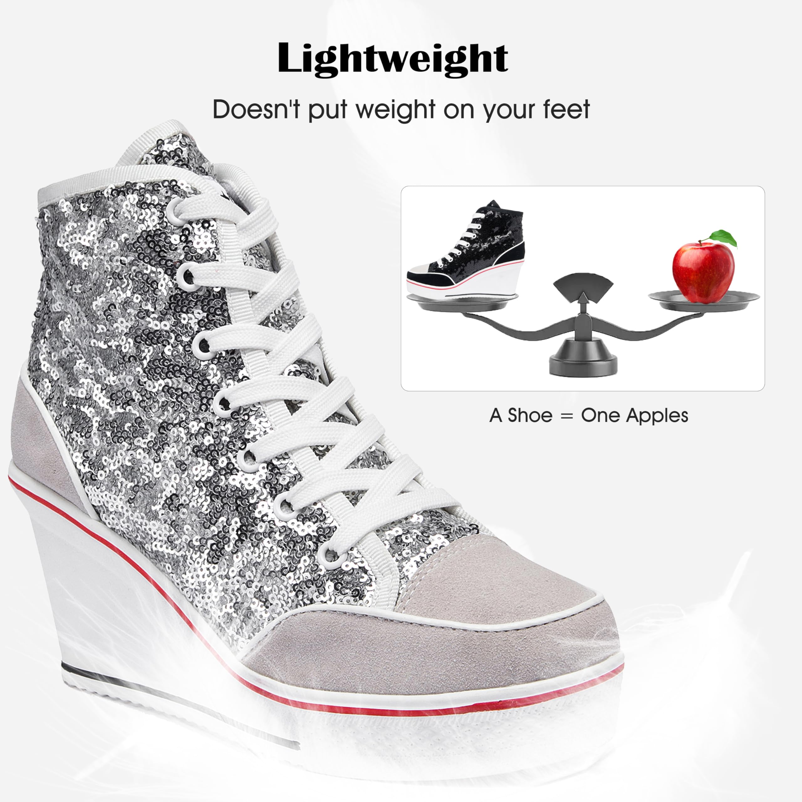 Mujer Cuñas Zapatos De Lona High-Top Tacón 7 CM Zapatos Casuales Talla Grande Zapatillas de Cuña para Mujer Zapatillas de Deporte Zapatillas Altas Primavera/Verano Tacón Cuña