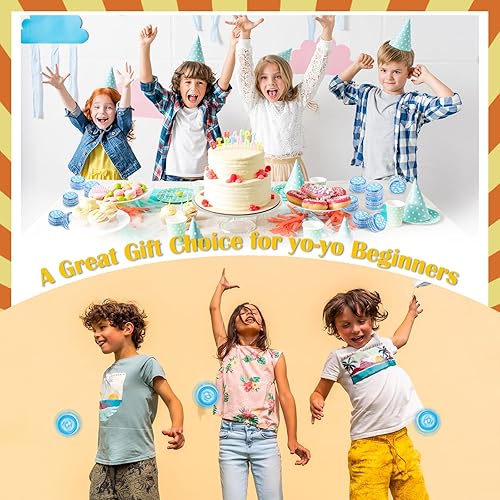 Miniatura 6 de Woanger Yoyo - 24 bolas de plástico con luz LED Yoyo para niños, adultos, principiantes, temática de cielo azul, decoración de fiesta de cumpleaños