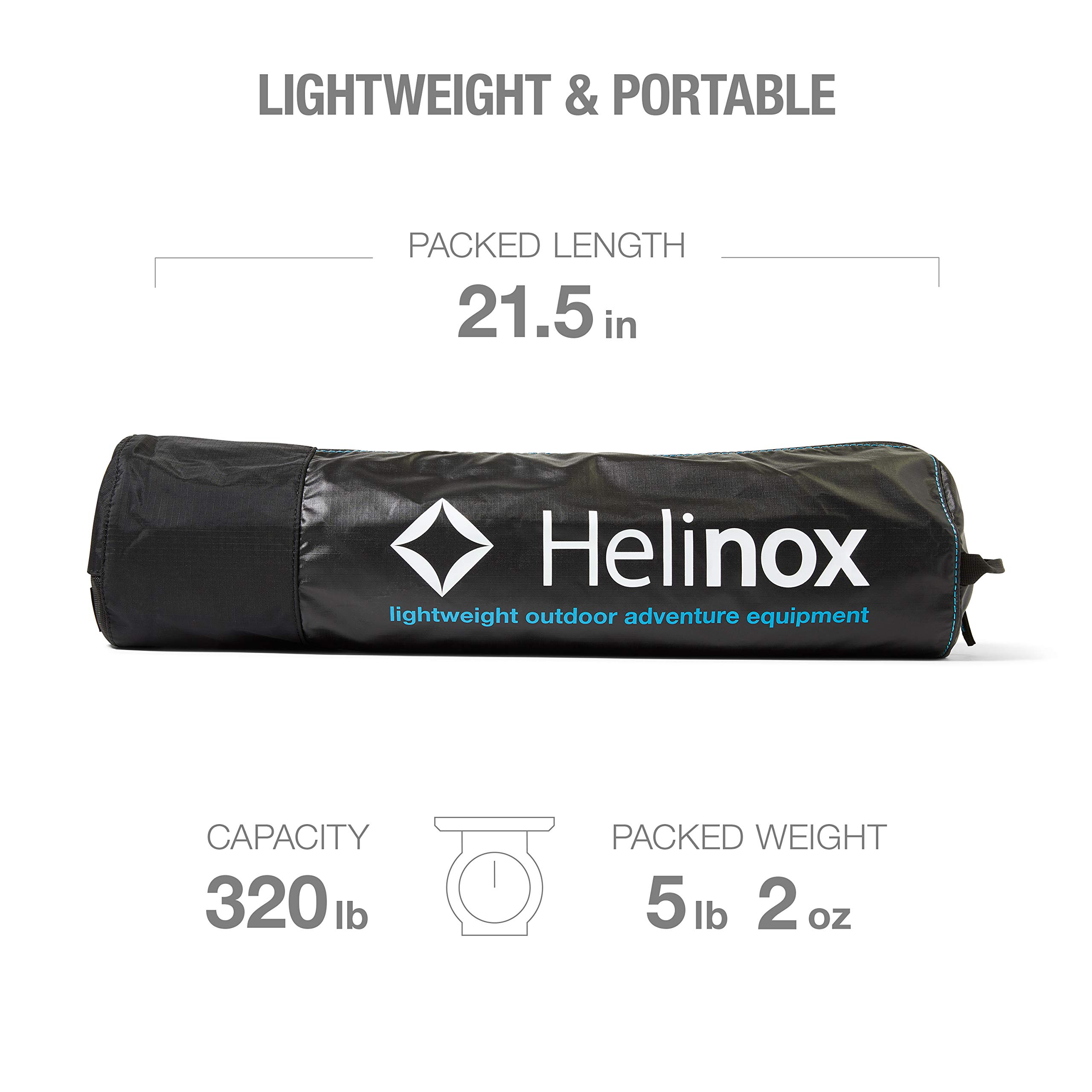 Helinox Cot One, 2,1 kg Leichtes, Kompaktes, Zusammenklappbares Tragbares Campingbett, Regulär, Schwarz