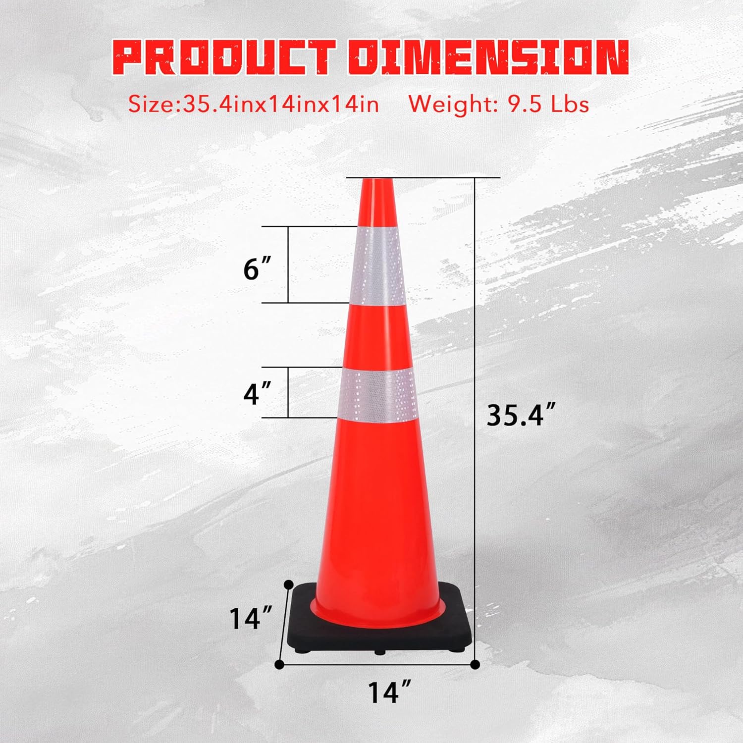 2 Pack 36 Inch Traffic Safety Cones Orange Parking Cones with Reflective Collars Heavy Duty Black Base Construction Cone Structurally Stable for Road Warning Parking Lot Traffic Control (2)