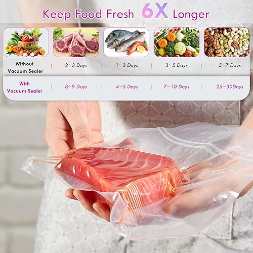 Miniatura 2 de Sellador al vacío de mano para alimentos con 20 bolsas reutilizables, portátil, recargable, potente máquina selladora al vacío compacta para cocina