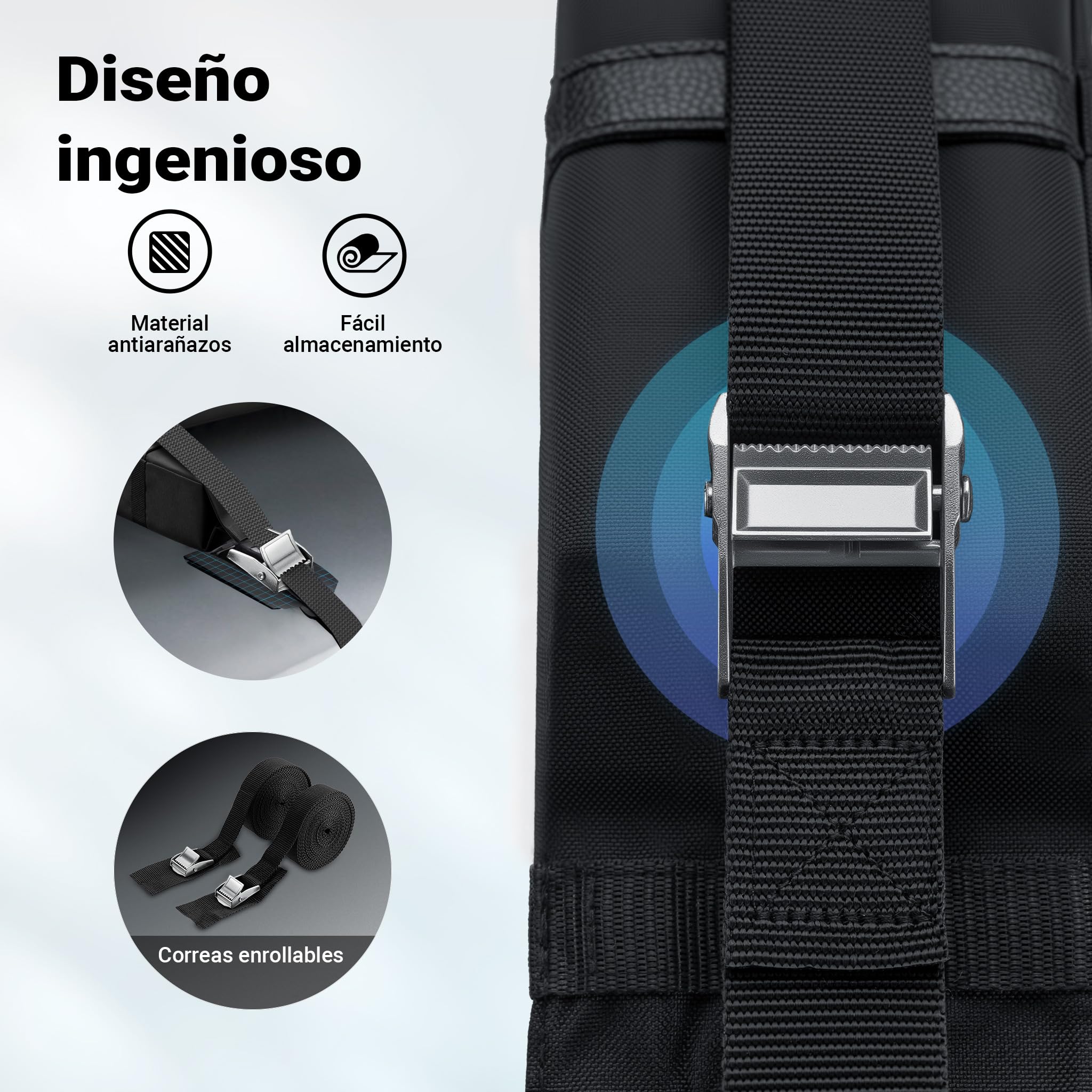 WilTec Set Barras de Techo portaequipajes acojinadas bacas Blandas Porta Kayak para Coche