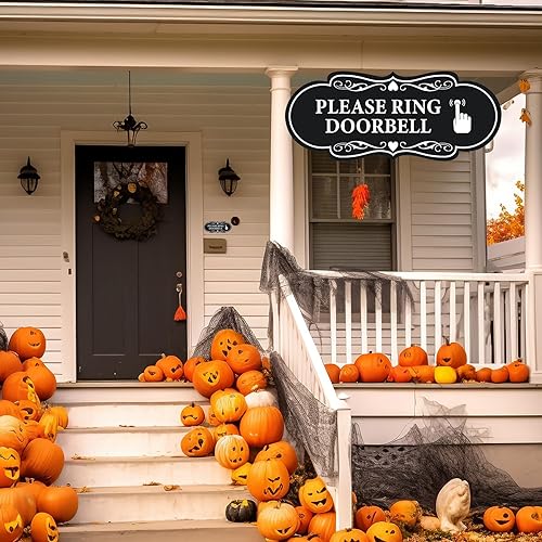 Miniatura 6 de 6 letreros autoadhesivos para timbre de puerta, entrada, recepción, aviso de vinilo para timbre de puerta en casa, oficina, 4.7 x 2 pulgadas