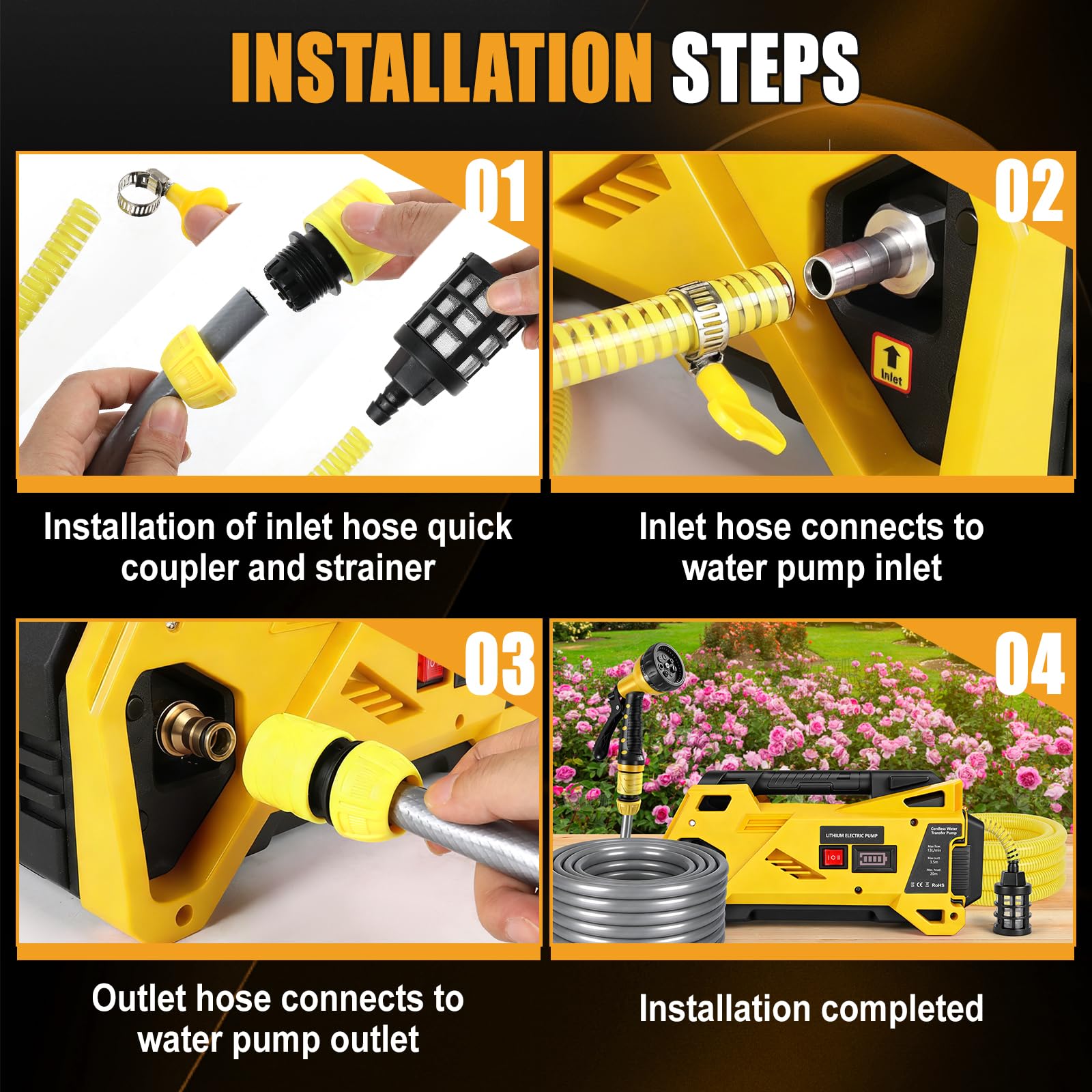 Pompa dell'acqua compatibile con batteria DeWalt da 20 V, senza fili, pompa elettrica autoadescante per casa, piscina, camper, giardino, vasca idromassaggio, stagno acquario (senza batteria)