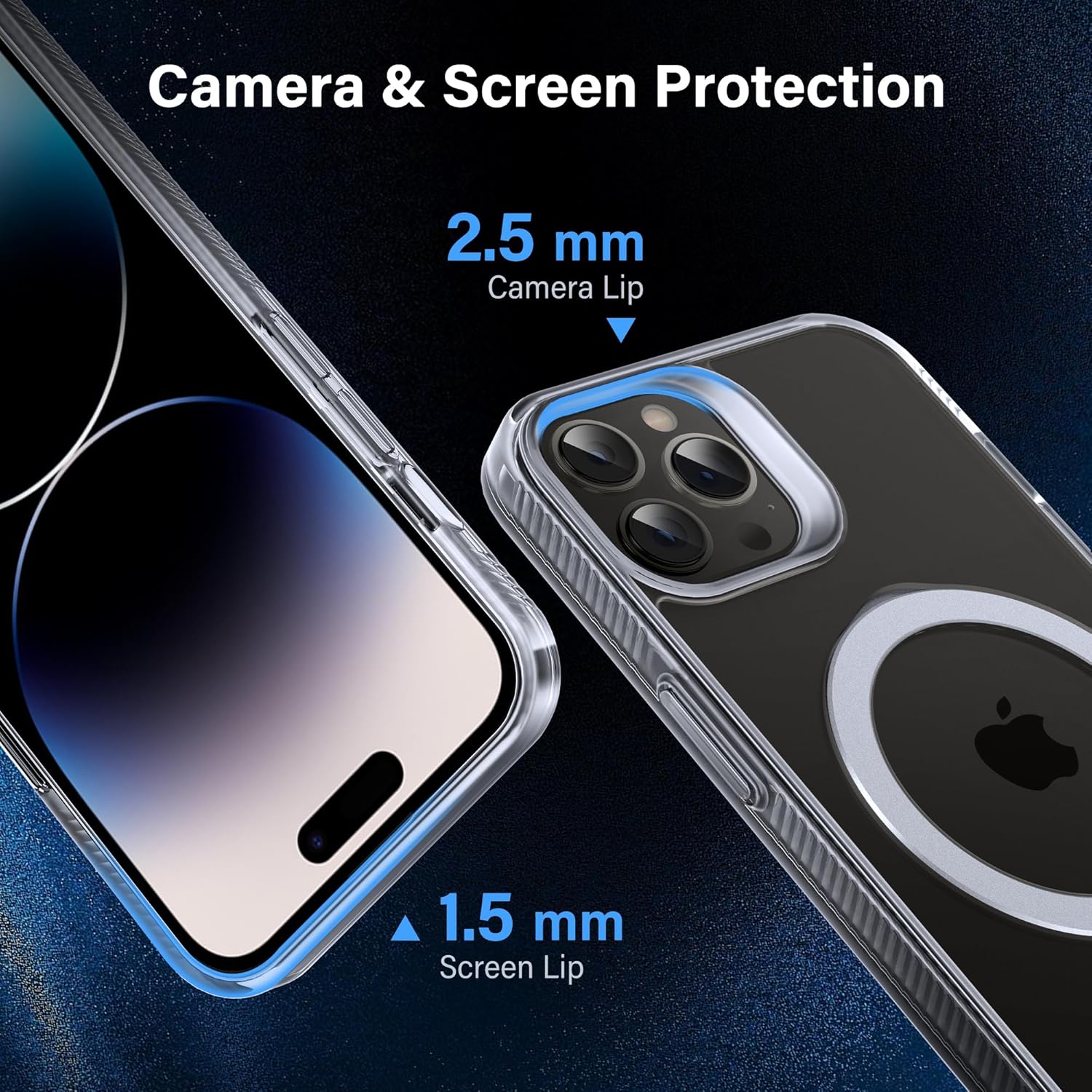 Magnetic Case for iPhone 14 Pro - [Built-in Invisible Stand] [Compatible with MagSafe] [Military Grade Drop Protection] Anti-Yellowing Hard Back Silicone Edge Cover, 6.1", Clear - Image 5