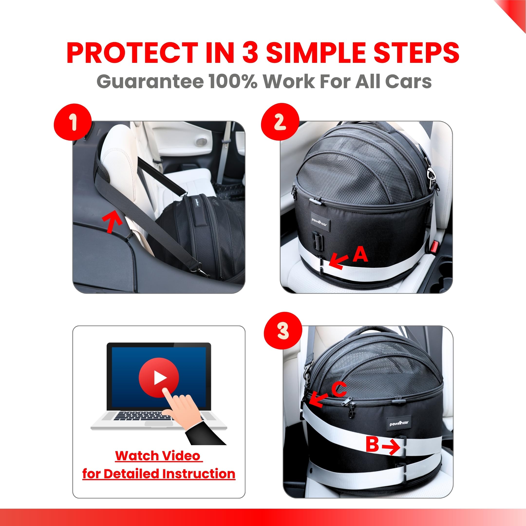 Asiento de coche portátil 3 en 1 para perros pequeños, cama para gatos y transportador de mascotas, certificado CPS para protección contra choques y viajes seguros (negro)
