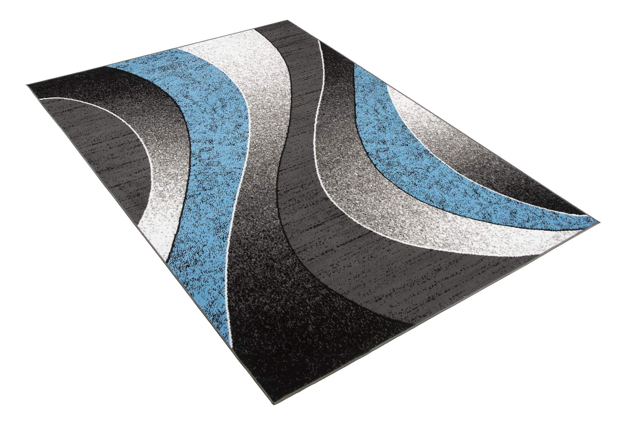 TAPISO Dream Tapis de Salon Chambre Salle à Manger Adulte Bureau Design Moderne Jaune Gris Noir Abstrait Motif Ondes Vagues Poil Court Fin Doux Léger Résistant 250 x 300 cm