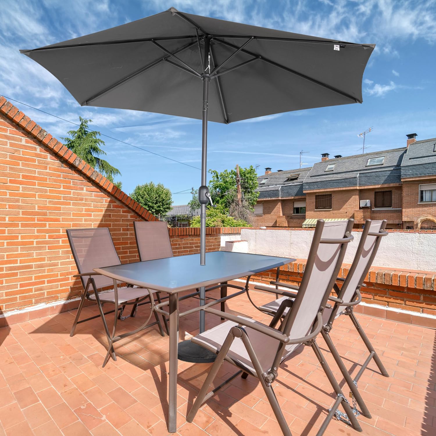 Angel Living 270 cm Parasol Ogrodowy z Mechanizmem Regulacji Nachylenia – Parasol do Ogrodu, na Patio, Taras i Balkon