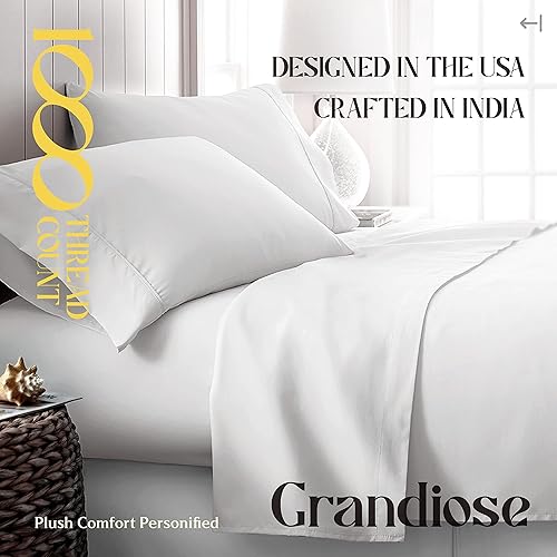 Miniatura 9 de Mayfair Linen - Juego de sábanas de 100% algodón egipcio de 1000 hilos, 4piezas