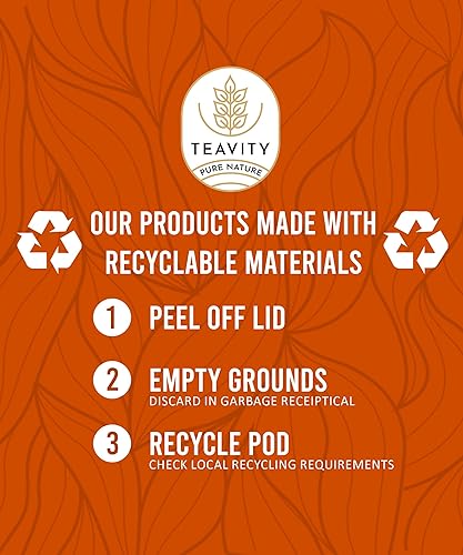 Miniatura 7 de Teavity - Cápsulas de té orgánico de jengibre con equinácea, cúrcuma, regaliz para té descafeinado Keurig (12 cápsulas de té)