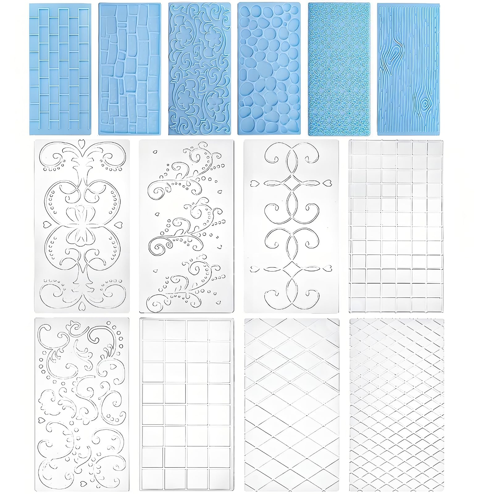 Tosnail 14 Pieces Fondant Impression Mats Molds Lace Embossing Mat for Gum Paste, Cupcake, Biscuits, Fondant Cake, Wedding Cake Decoration
