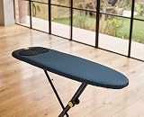 Joseph Joseph Glide Plus Ironing Board 110 x 33cm with Compact Adjustable Legs and Integrated Heat Resistant Steam Iron Rest, Anti-drip super absorbent Cotton cover, Black/Blue - 5
