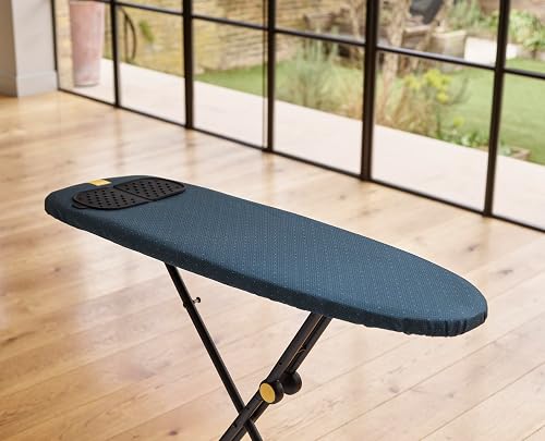 Joseph Joseph Glide Plus Ironing Board 110 x 33cm with Compact Adjustable Legs and Integrated Heat Resistant Steam Iron Rest, Anti-drip super absorbent Cotton cover, Black/Blue - 5
