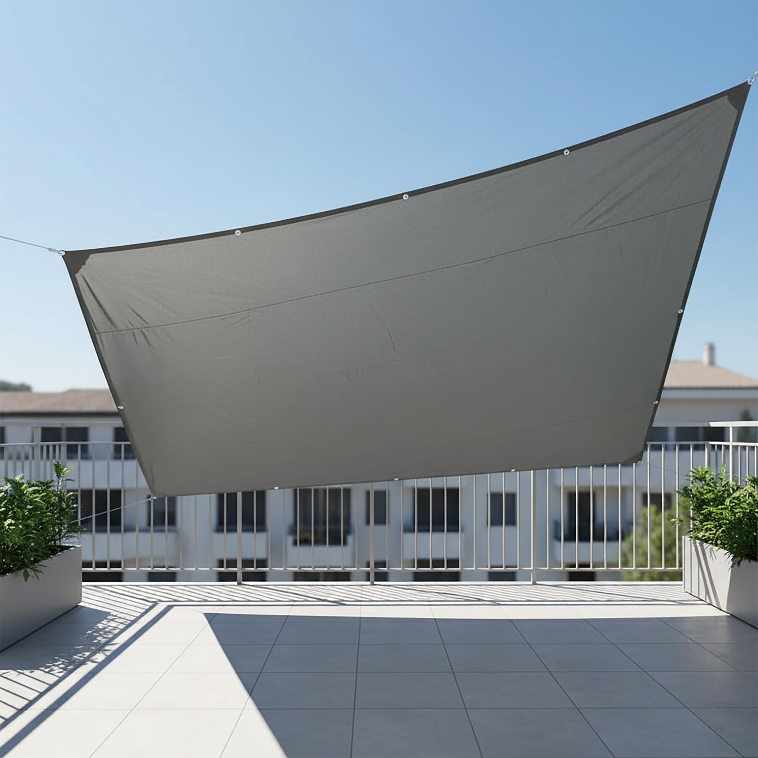 Relaxdays Voile d’ombrage Rectangle diffuseur d’Ombre Protection Soleil Balcon Jardin UV terrasse imperméable 2x3m, Gris, 2 x 3 m