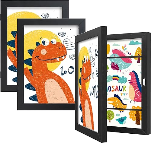 Miniatura 7 de BAIJIALI Paquete de 2 marcos de arte blancos para niños, marcos de arte para niños, exhibición intercambiable de 8.5 x 11 pulgadas con paspartú o de