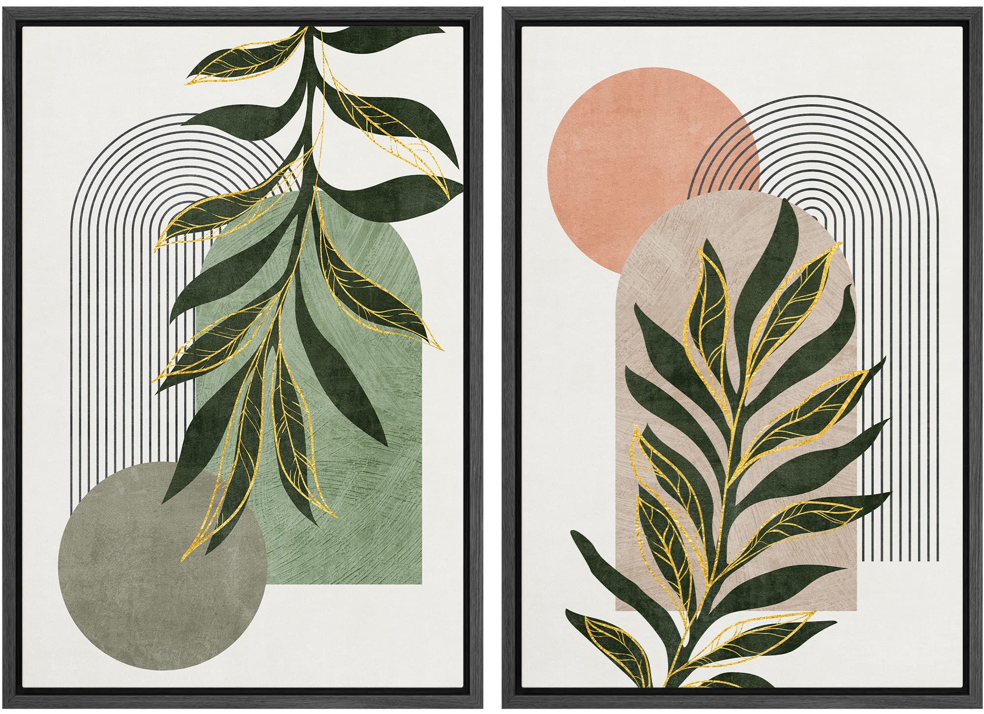 SIGNFORD Framed Canvas Print Wall Art Set Soft Hydrangea Pair Light Blue Florals with Green Leaves Illustration Modern Art Decorative Nordic Nature for Living Room, Bedroom, Office - 24"x36"x2 White — view 102