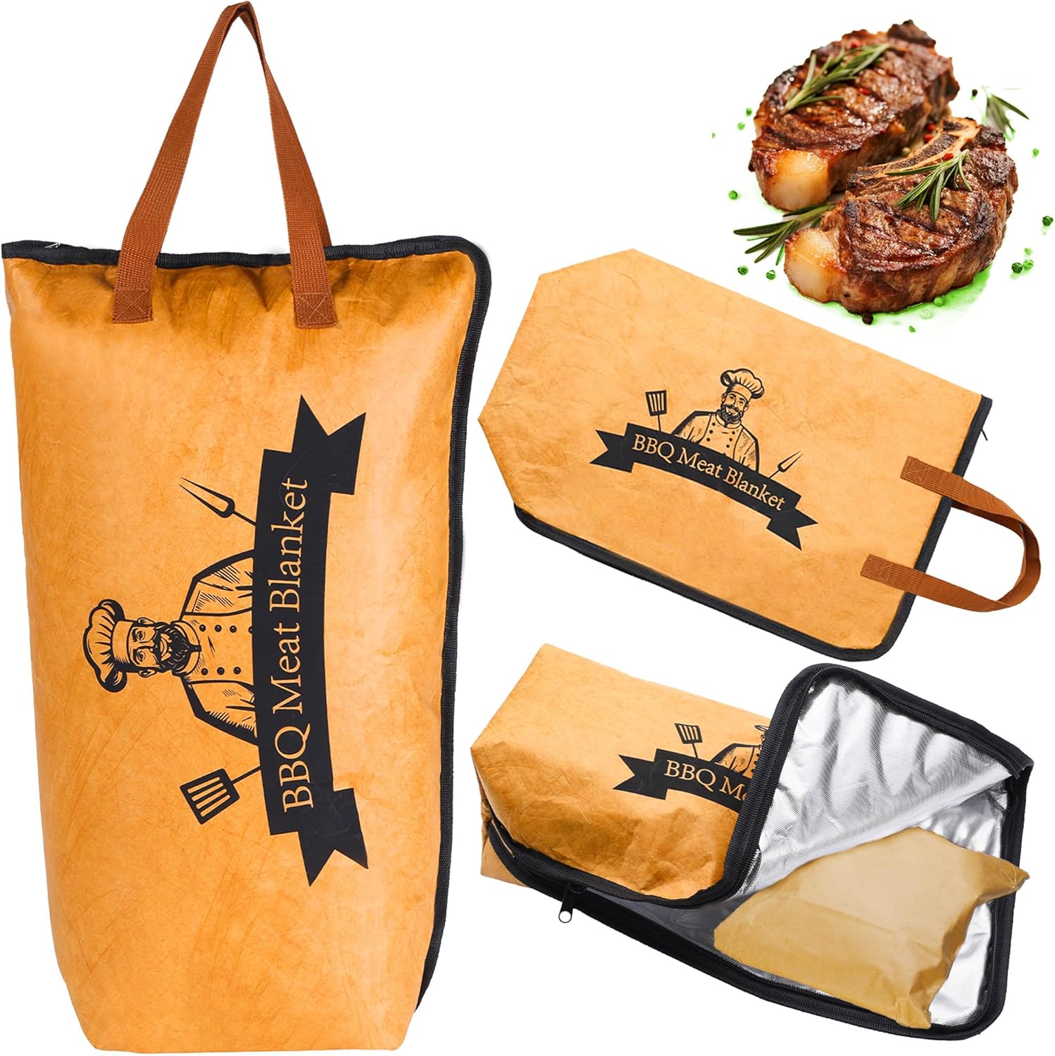 BBQ Blanket for Resting Meat – 21" Reusable Insulated BBQ Blanket and Thermal Meat Resting Bag with Wide Mouth, Oil-Resistant and Easy to Clean, Brisket Insulated Bag for Pork and Turkey