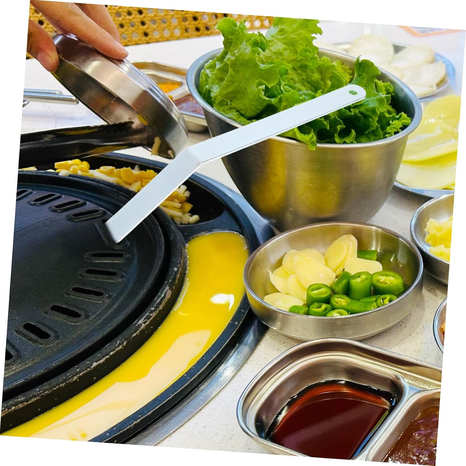 Stainless Steel Grill Grate Lifter, Ergonomic Portable Tool for Camping