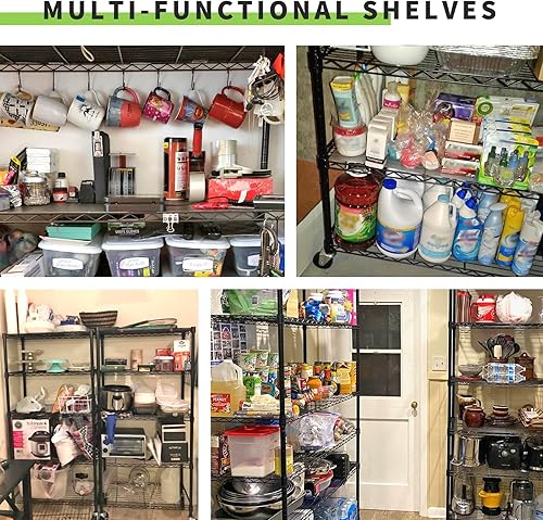 Miniatura 7 de Estantería de alambre de 4 niveles de 62 pulgadas de alto x 36 pulgadas de largo x 14 pulgadas de profundidad, estantes de almacenamiento de