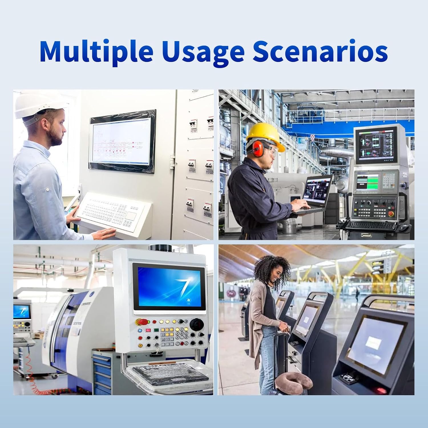 Industrial Embedded Panel PC, 10 Point Capacitive Win10 Pro Industrial Touch Screen Panel Computer, IP65 All-in-One Computer with 1xRS485, 5xRS232, I5 7200U, 12 Inches, 8GB RAM+256G SSD