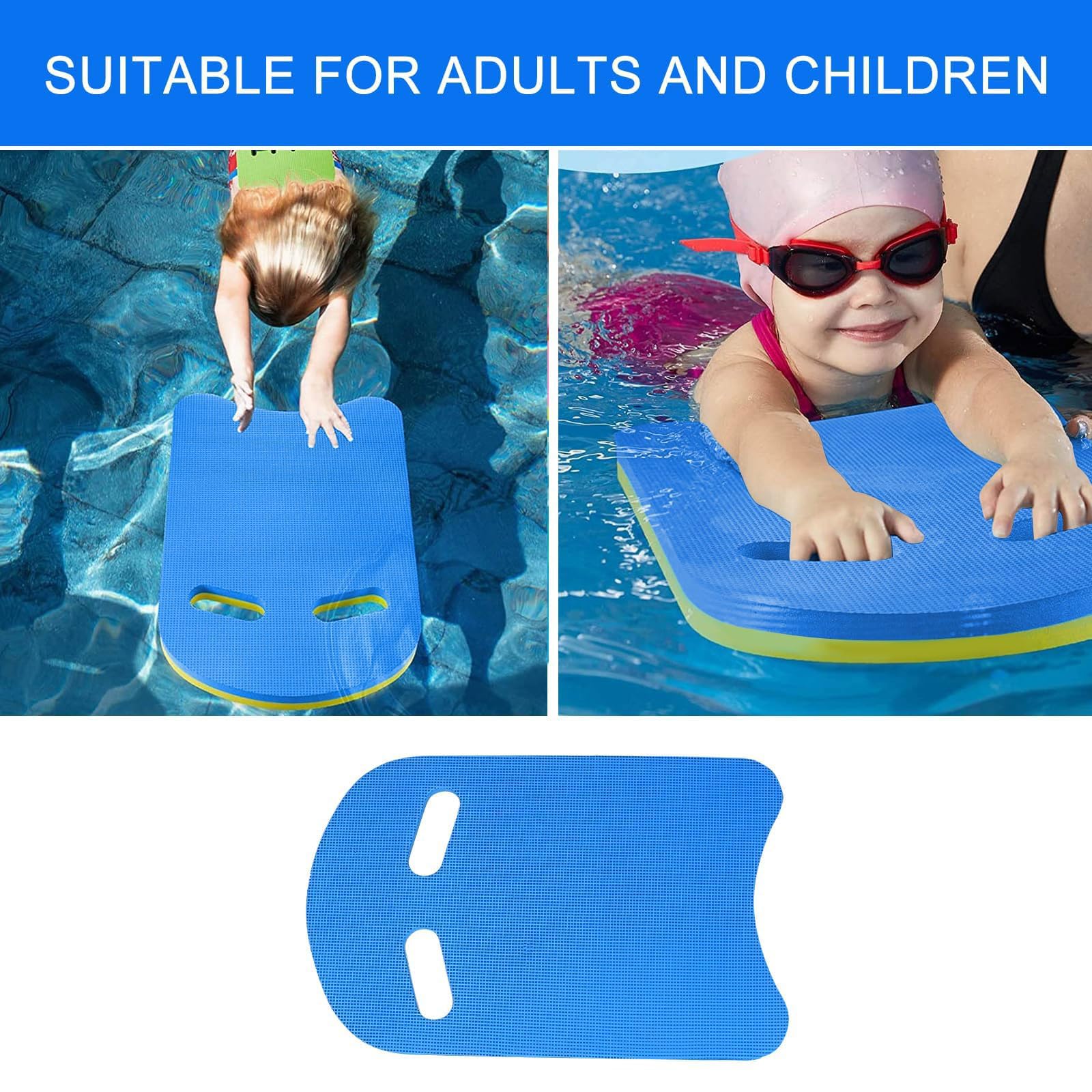 2 Pezzi Tavoletta Nuoto in schiuma EVA con fori per le mani sicuri Tavole galleggianti per nuotare Alta galleggiabilità attrezzatura da allenamento per Adulti & Adolescenti Piscina & Sport Acquatici