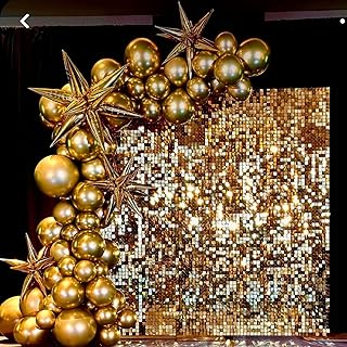 Gold Shimmer Wall Backdrop -24pcs Square Sequin Panels for Party Wedding Birthday Disco Backdrop Decorations or Photo Backgrounds Interior Decoration