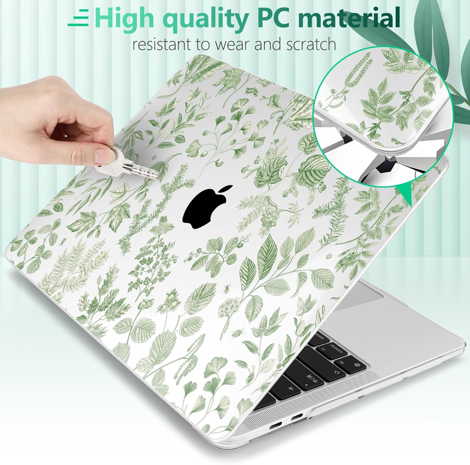 Case for MacBook Pro 13 inch M2 M1 2025-2022 2020 A2338 A2289 A2251, Plastic Hard Shell Laptop Case with Keyboard Cover, Trackpad Protector, 2 OTG Adapters, Leafy