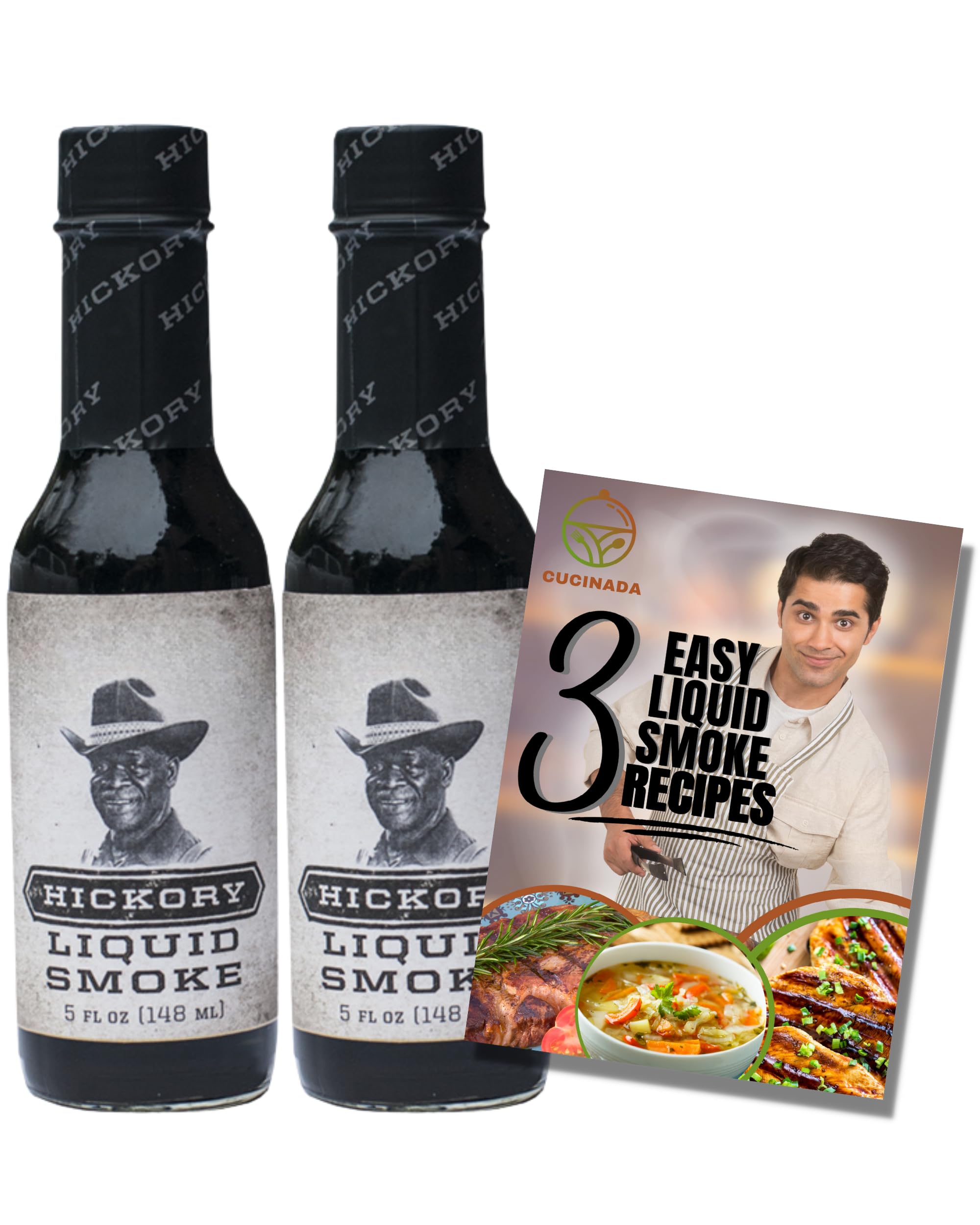 Liquid Smoke for Cooking (148 ml x 2) - Stubbs Hickory Liquid Smoke for Cooking Vegan with Recipe Leaflet | Liquid Smoke Seasoning and for Flavouring | Ideal for Vegetarians and Vegans l Gluten-Free