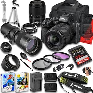 Nikon Z50 II Mirrorless Camera Bundle with 18-140mm & 420-800mm Lenses, 128GB Card, Extra Battery, Tripod, and Accessories (Renewed)