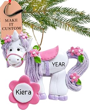 Personalized Unicorn Ornament 2026 | 24h Customized, Laser Engraved Kids Christmas Ornaments for Tree | Custom Pink & Purple Glitter Keepsake Gift for Little Girls, Boys