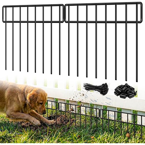 14 Panels 20Ft(L) X 13Inch(H) Garden Fence Animal Barrier - 14 Pack No Dig Fence Animal Barrier Fence Panel Metal Fencing Edging Border for Dog Rabbits and Outdoor Patio Yard Decorative Bottom Blocker
