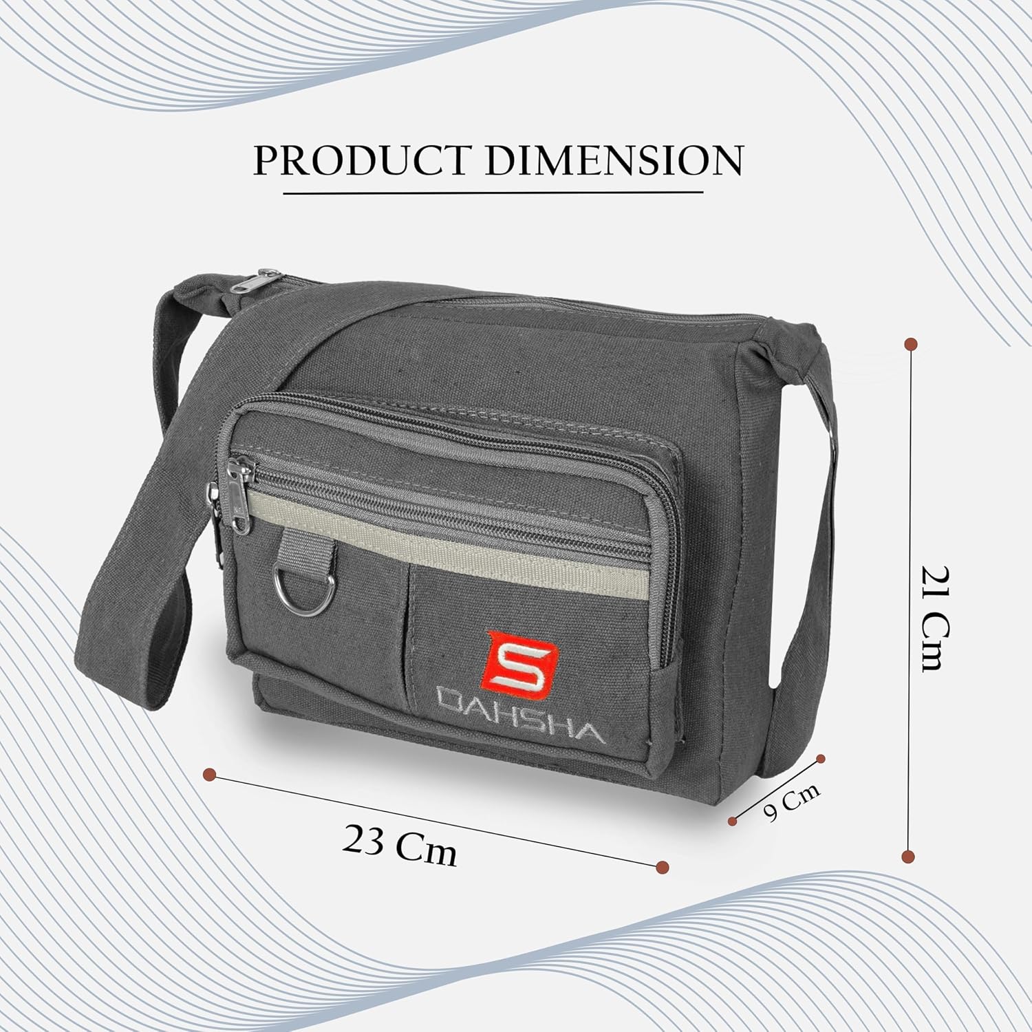 DAHSHA Stylish Small Cotton Shoulder Bag Travel Office Business Messenger Bag Single Sided Messenger Bag for Men and Women Grey image 2