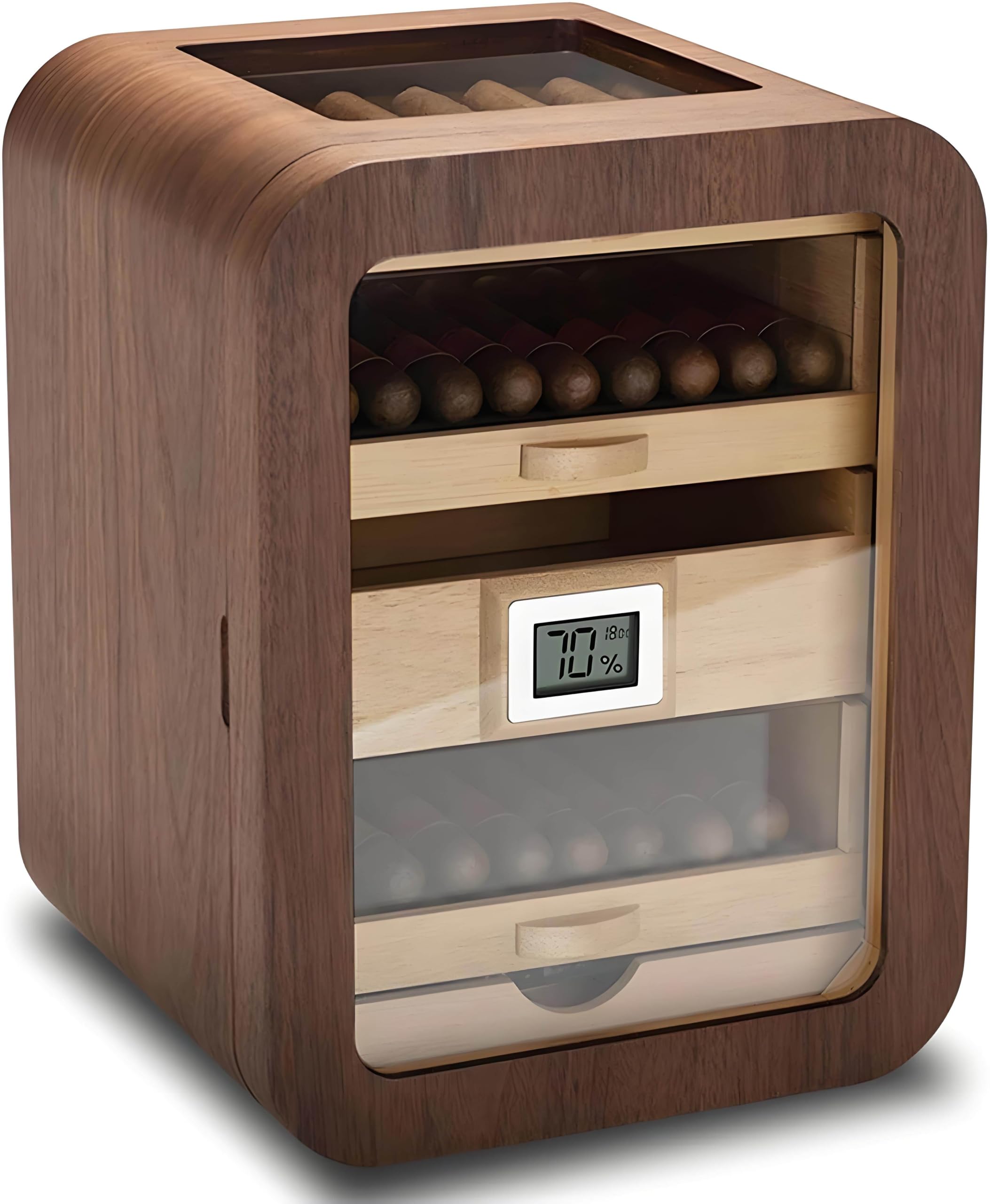 Humidor z drewna cedrowego, elektryczny nawilżacz powietrza do cygar z cyfrowym higrometrem i pojemnością na 110 cygar. Nawilżacz powietrza dla mężczyzn. A