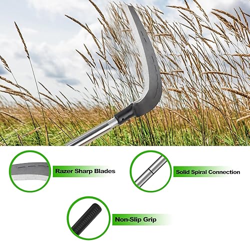 Miniatura 4 de Herramienta de guadaña para cortar hierba, herramientas de jardín de hoz para limpiar arbustos, cepillo, enredaderas en el patio, campos, zanjas,