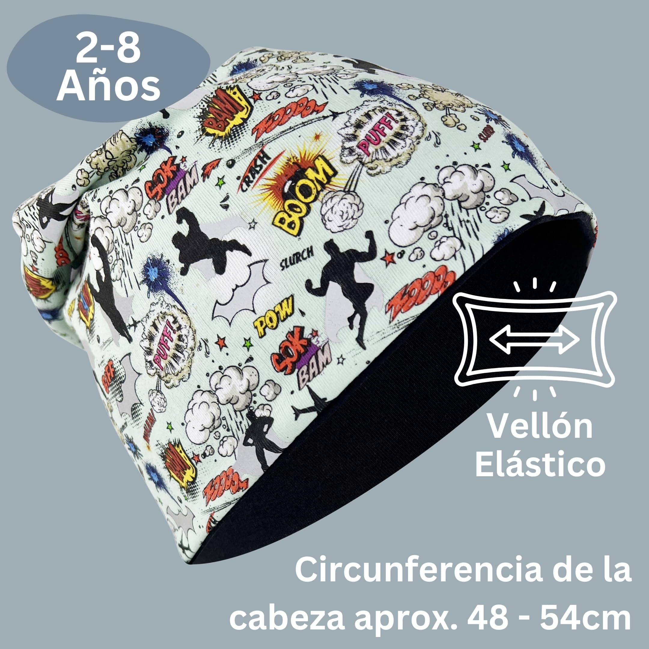 HECKBO gorro y braga cuello infantil 360° reflectante 95% algodón tejido elástico suave fácil de cuidar ideal para primavera otoño e invierno 48–54 cm