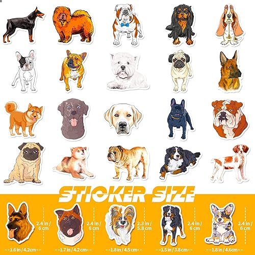 Miniatura 3 de Calcomanías divertidas para perros, 50 unidades, vinilo impermeable, acuarela, paquete de calcomanías de viaje para botella de agua, portátil,