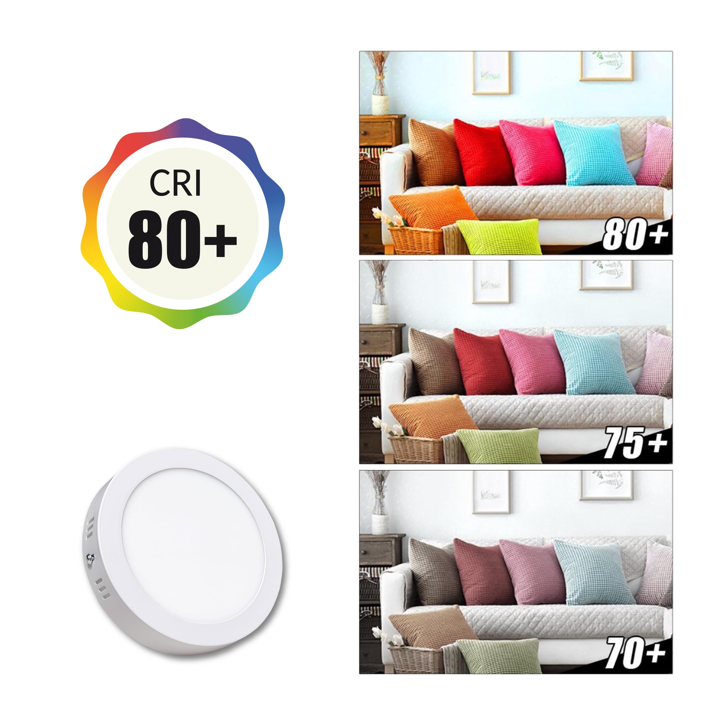LED ATOMANT 10x Plafon LED Superficie 170mm 12W CCT 3000-6500K 1100lm | Con Selector de color CCT, Driver incluido