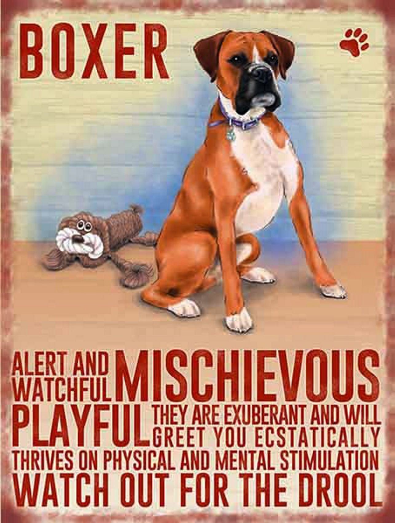 Vintage Style Retro Metal Sign Dog Lovers Owners Gift Tin Pedigree Dogs BOXER DOG