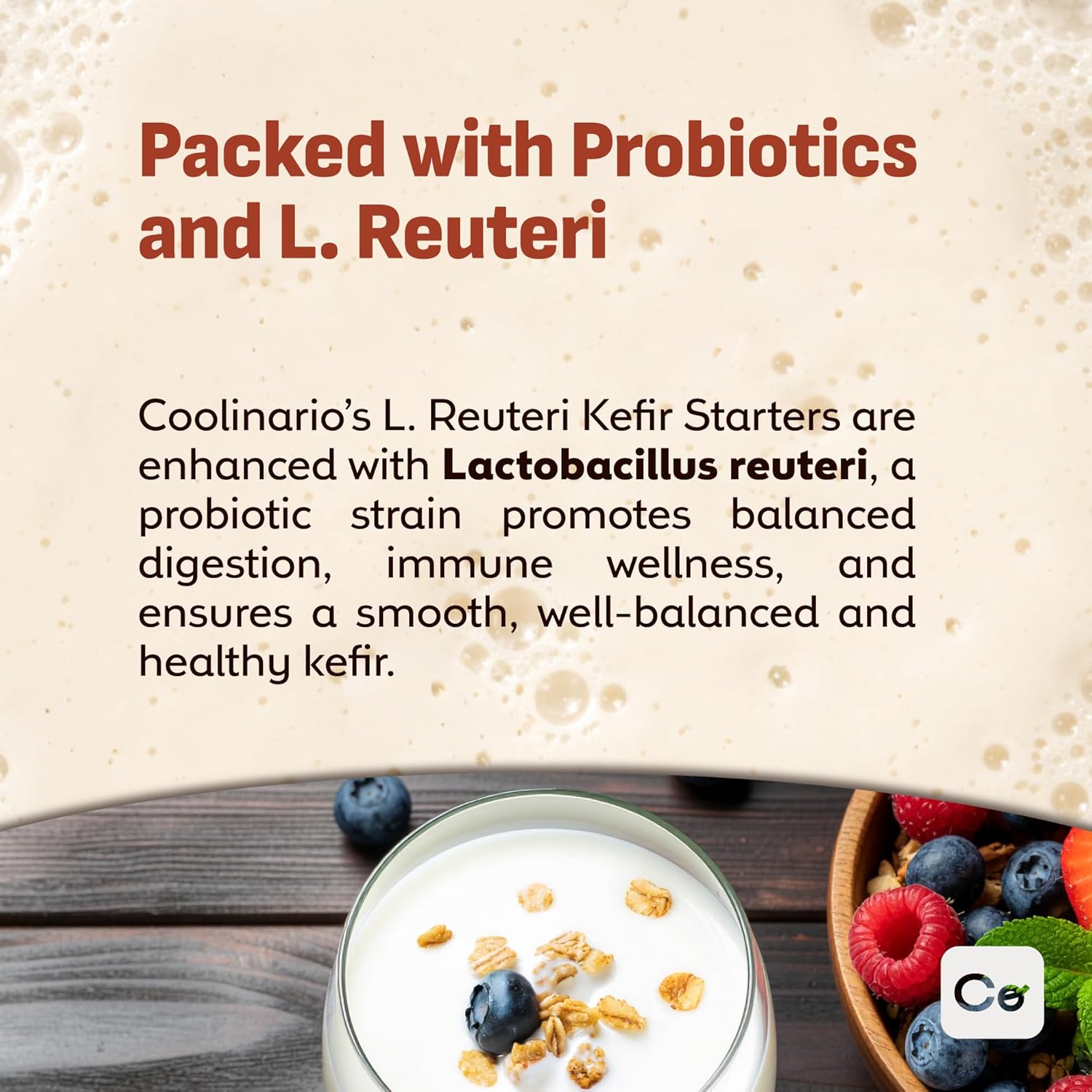 Coolinario L Reuteri Kefir Starter Powder (10-Pack, 1.5g Sachets) Live Kefir Cultures with Lactobacillus Reuteri Probiotics | Creamy & Tangy | Non-GMO, No Preservatives, Gluten Free - Image 9