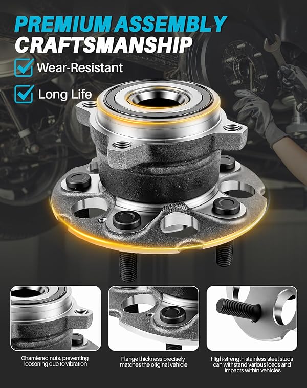 2 Pcs 512345 Rear Wheel Bearing Hub Assembly Compatible with Honda CR-V 2007 2008 2009 2010 2011, for Acura RDX 2007-2012 & 2016-2018, 5 Lugs by KNOLET - Used condition - Image 4