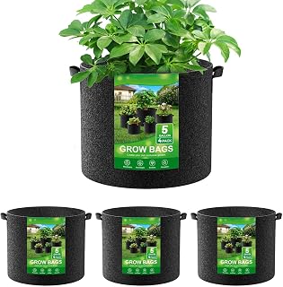 Plant Grow Bags 4 Pieces Fabric Pot for Transplanting | Planting Bags with Handles for Vegetable Strawberry Flower Tomato Outdoor Balcony Patio Greenhouse Nursery
